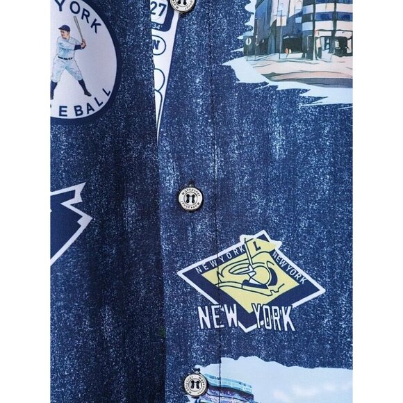 New New York Baseball Button Up Shirt Sea Blue Men's - Picture 4 of 5